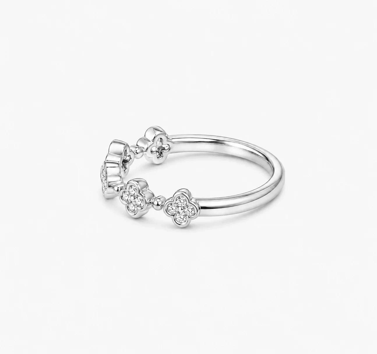 14K Gold natural diamond floral ring thumbnail 2