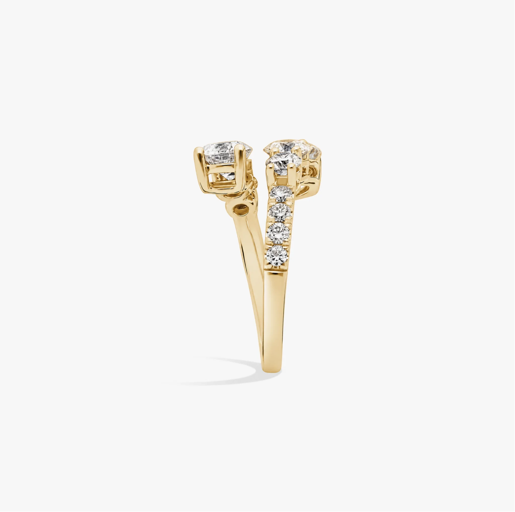14K Lab Grown Diamond Round Open Crossover bypass Ring thumbnail 2