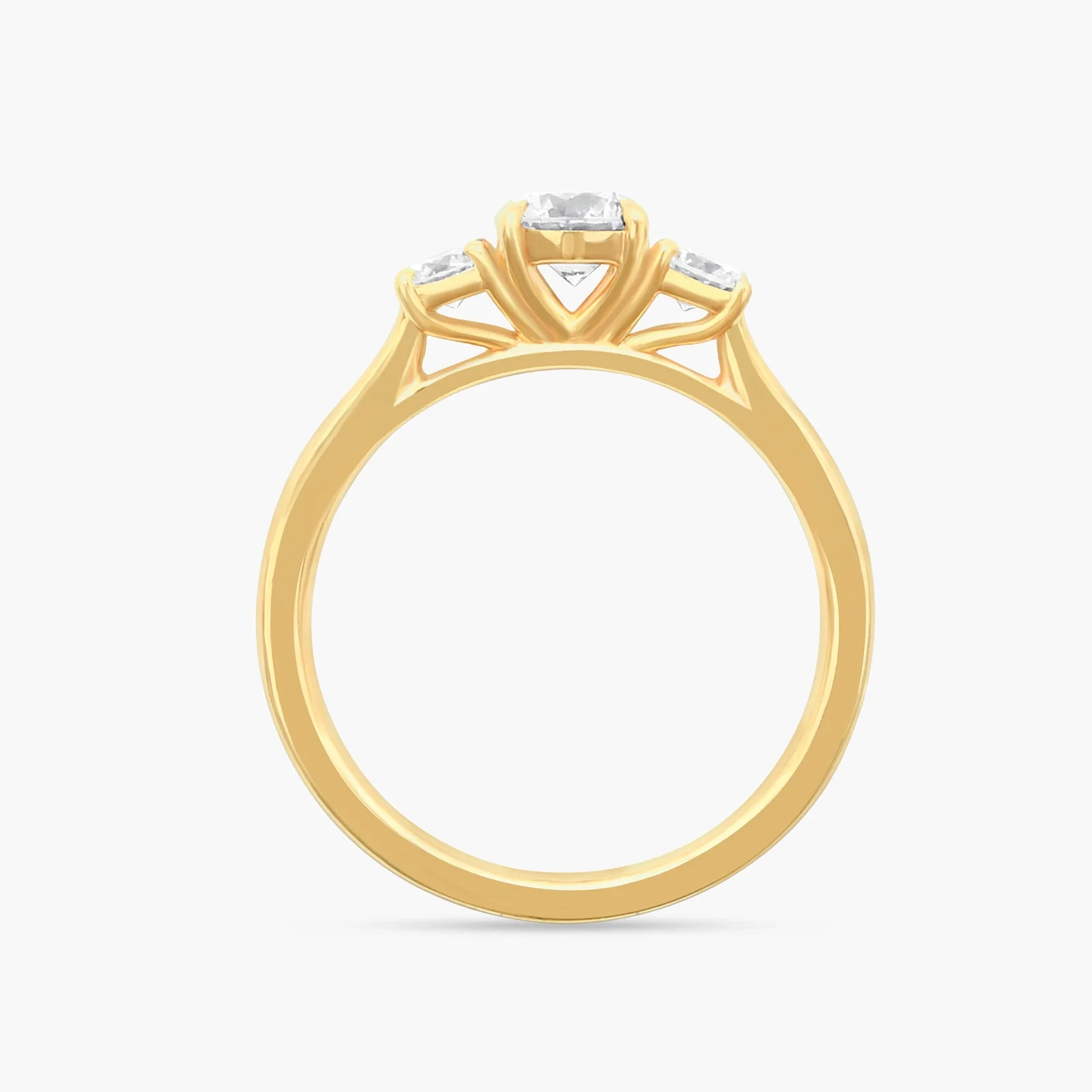 14K Gold LAB Round Diamond Three-stone ring thumbnail 4