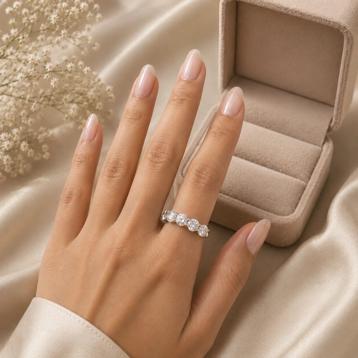 14K Lab Grown Diamond Five Stone Band - 3.0 ct thumbnail 2