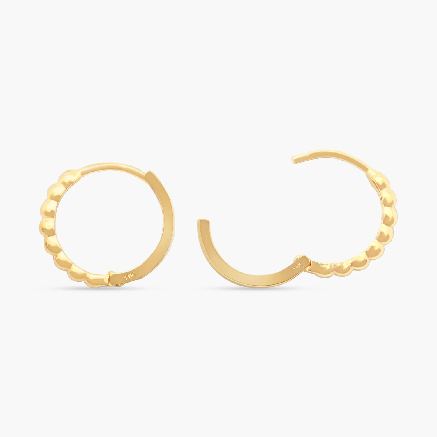 14K Gold Beaded Huggie Hoop thumbnail 2