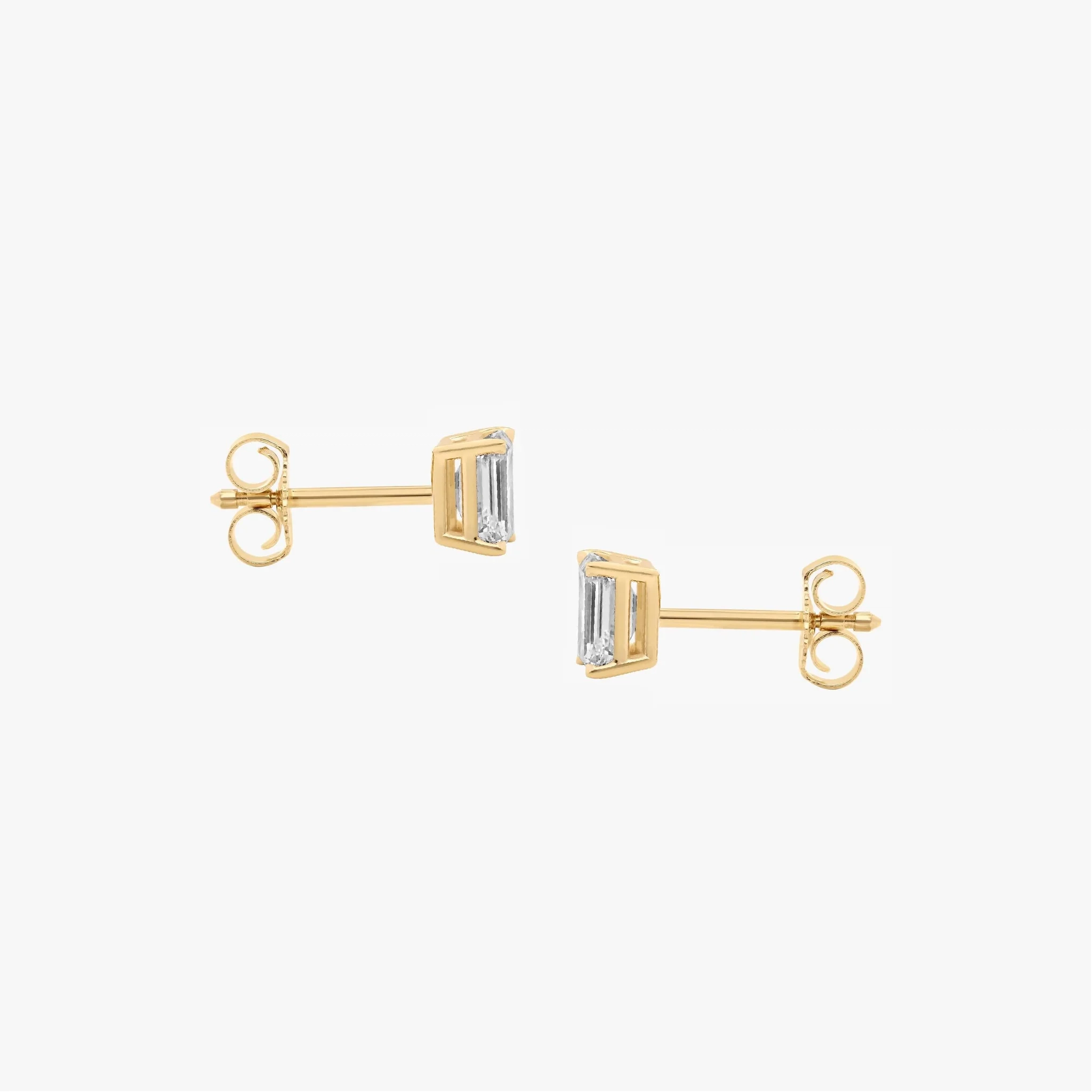 14K Gold Lab Grown Diamond Emerald Solitaire Studs-1.00 ct thumbnail 4