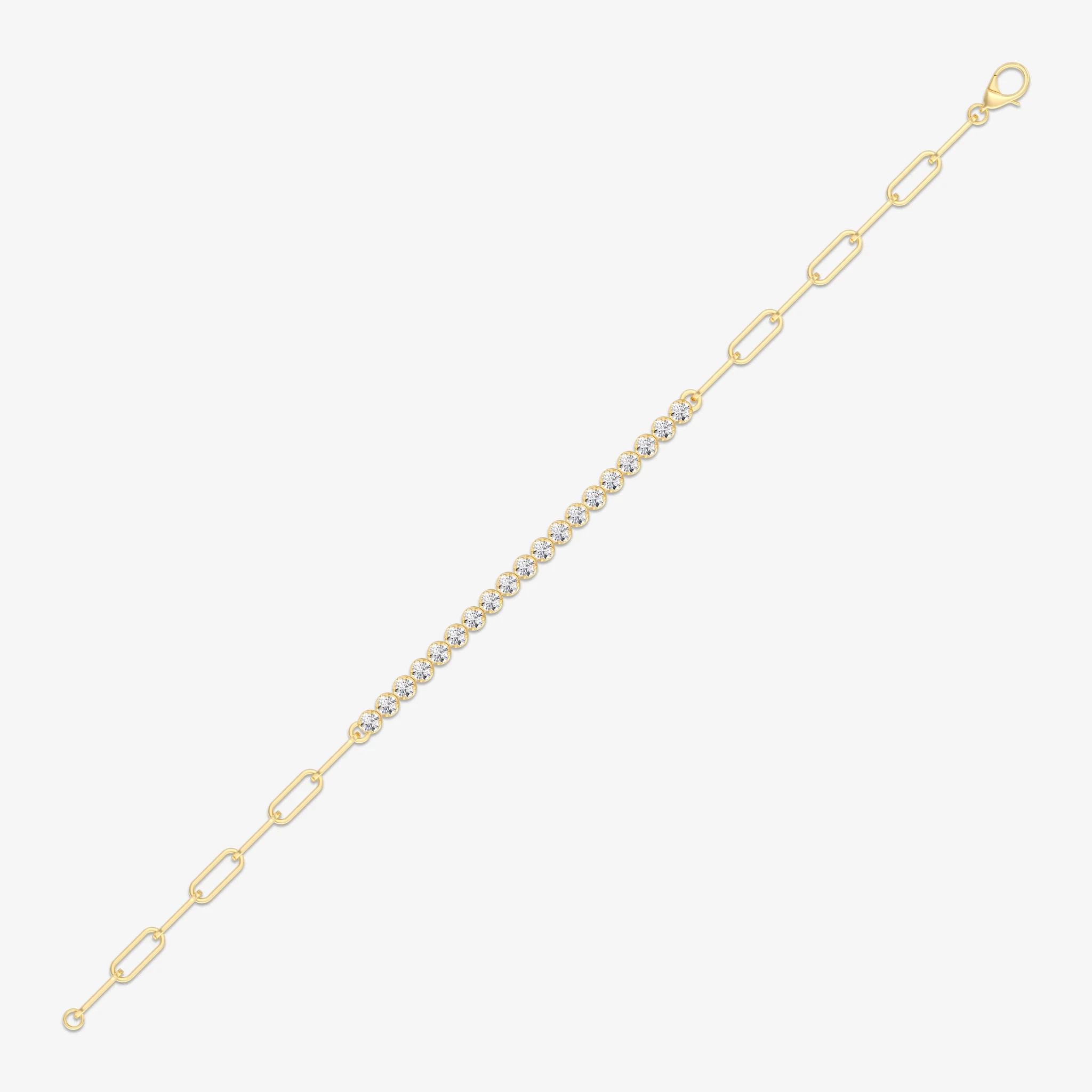 14K Lab grown diamond halfway Paperclip chain Tennis Bracelet thumbnail 3