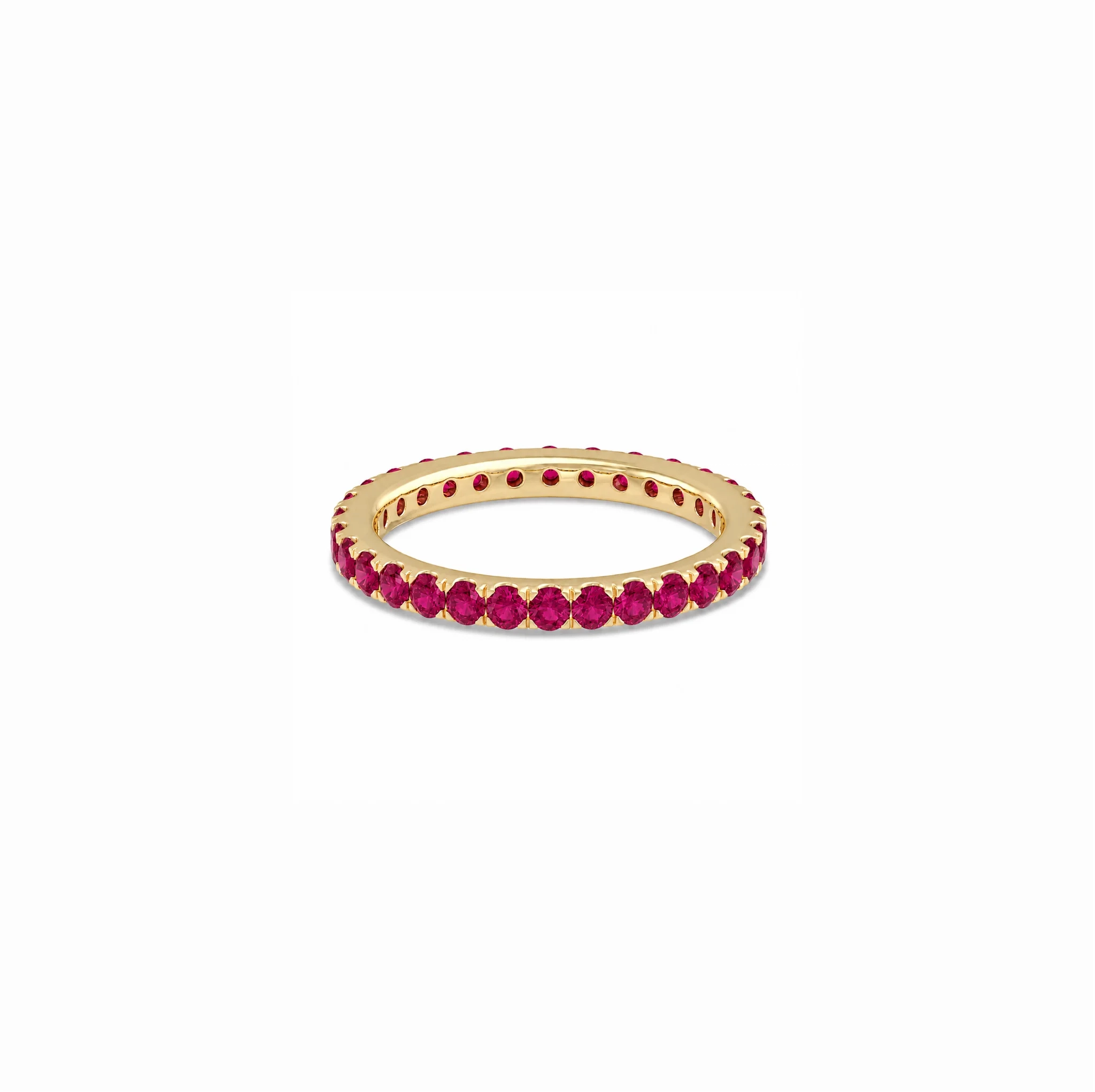 14K Gold LAB Gemstone Pave Eternity Band - LAB Created Ruby product image 1