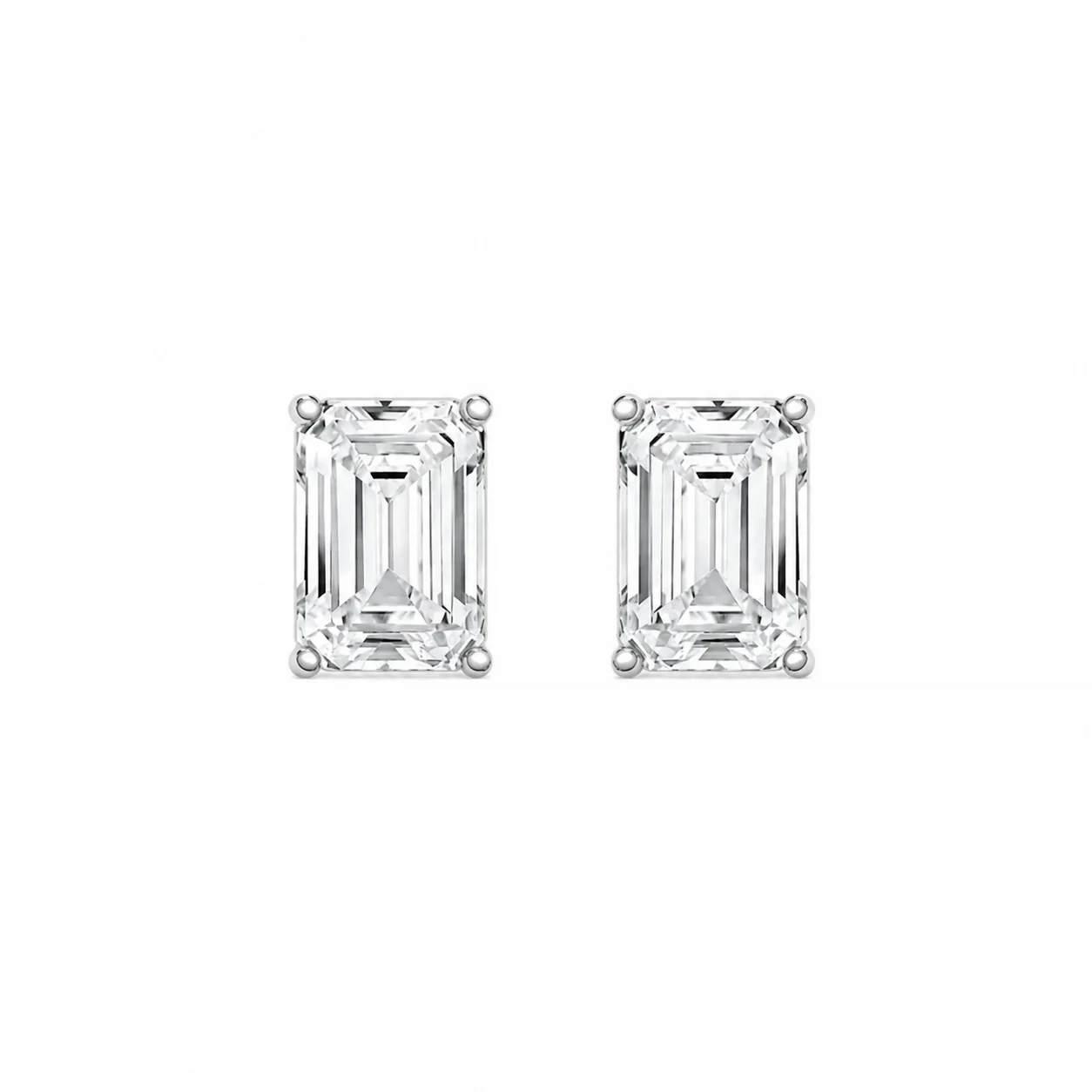 14K Gold Lab Grown Diamond Emerald Solitaire Studs-2.00 ct product image 1
