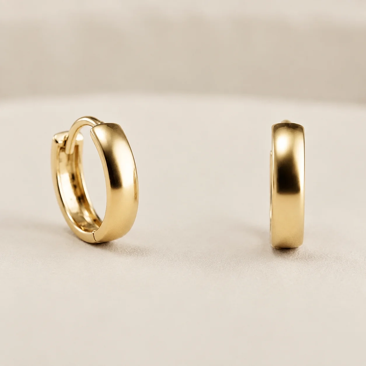 14K Gold Bold Hoops - 12 mm thumbnail 2
