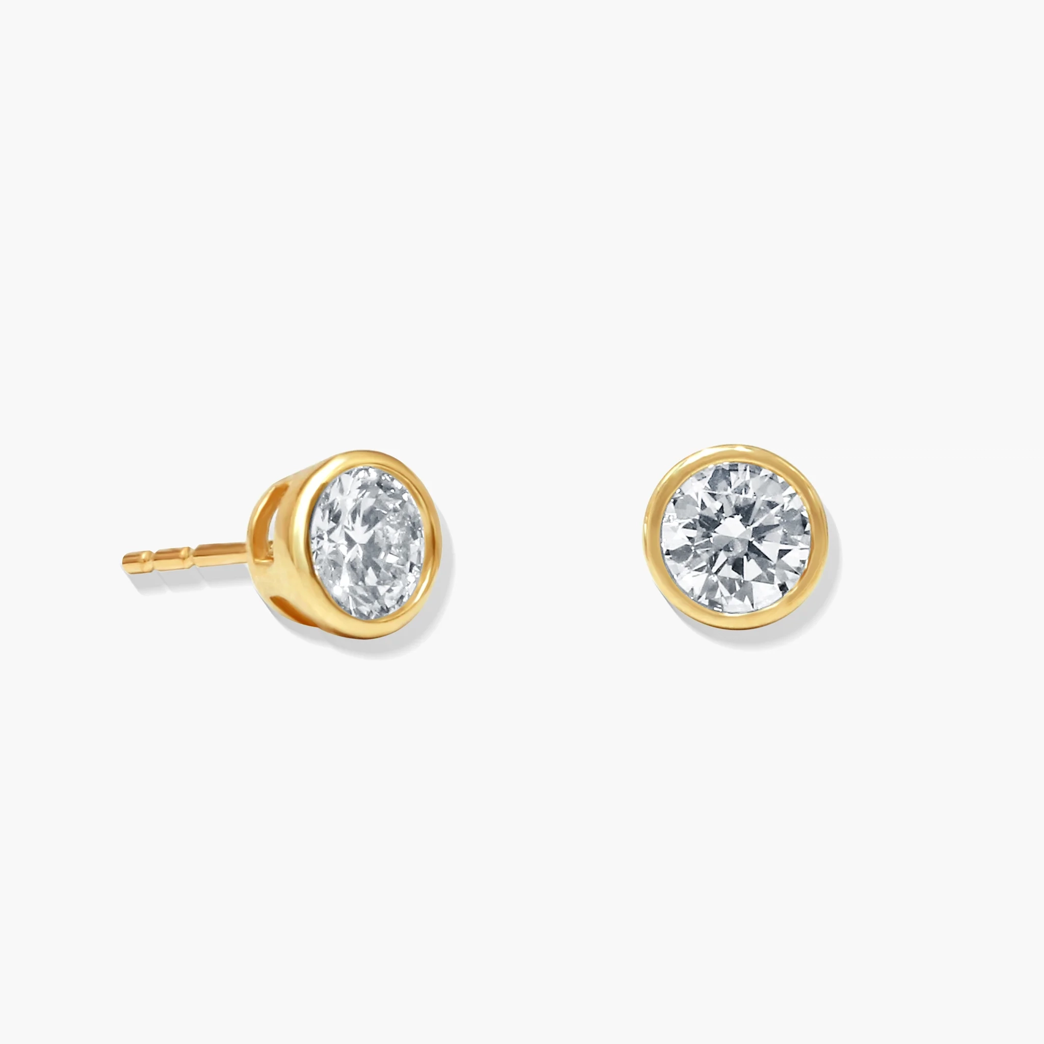 14K Gold Lab Grown Diamond Bezel set Studs - 1.0 ct product image