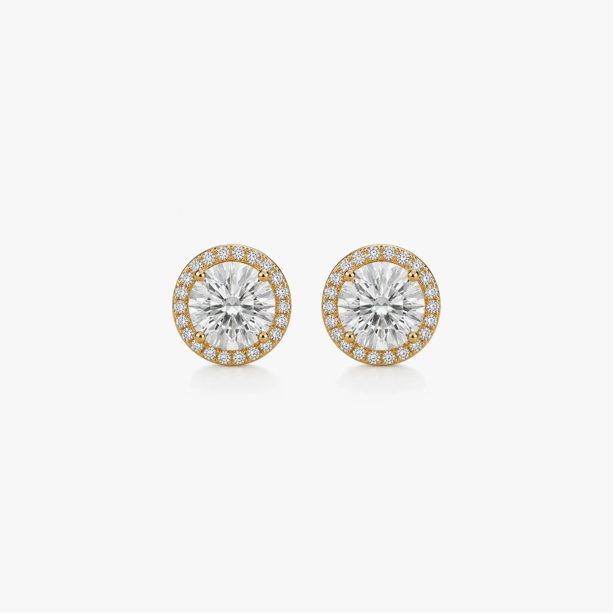 14K Gold Lab Grown Round Diamond Halo Studs-2.00 ct product image 1