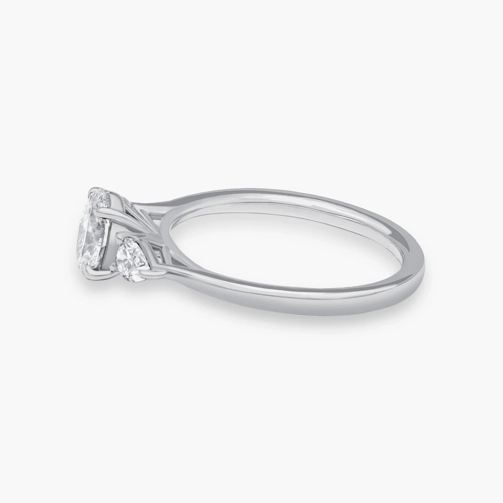 14K Gold LAB Oval & Pear Diamond Three-stone ring thumbnail 2