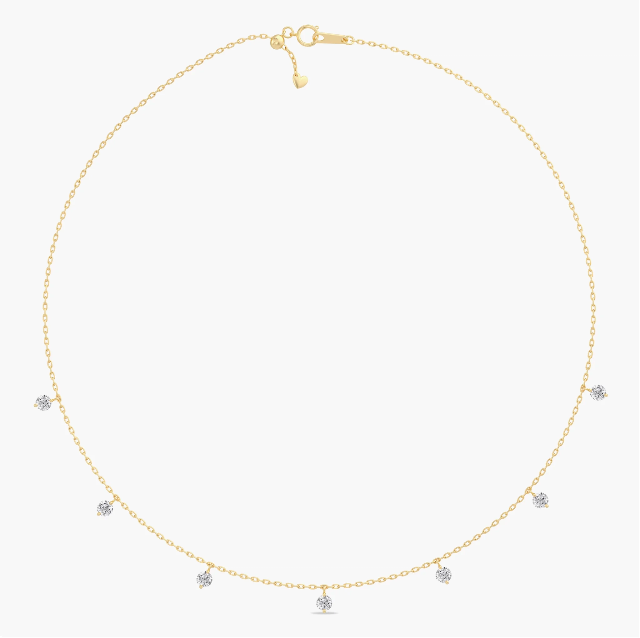 14K Gold Lab Grown Round Diamond 7 stone station necklace product image 1