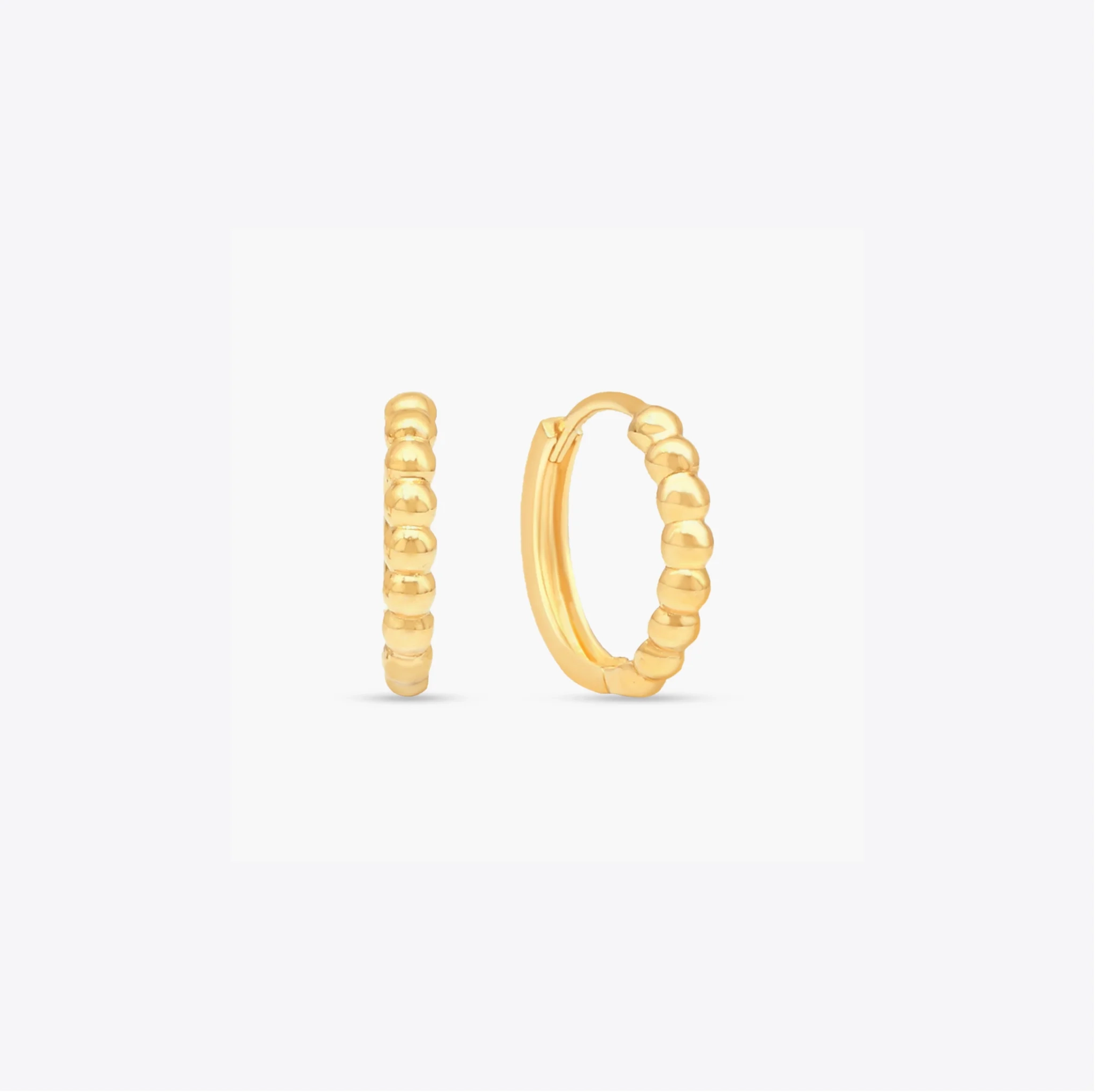 14K Gold Beaded Huggie Hoop product image 1