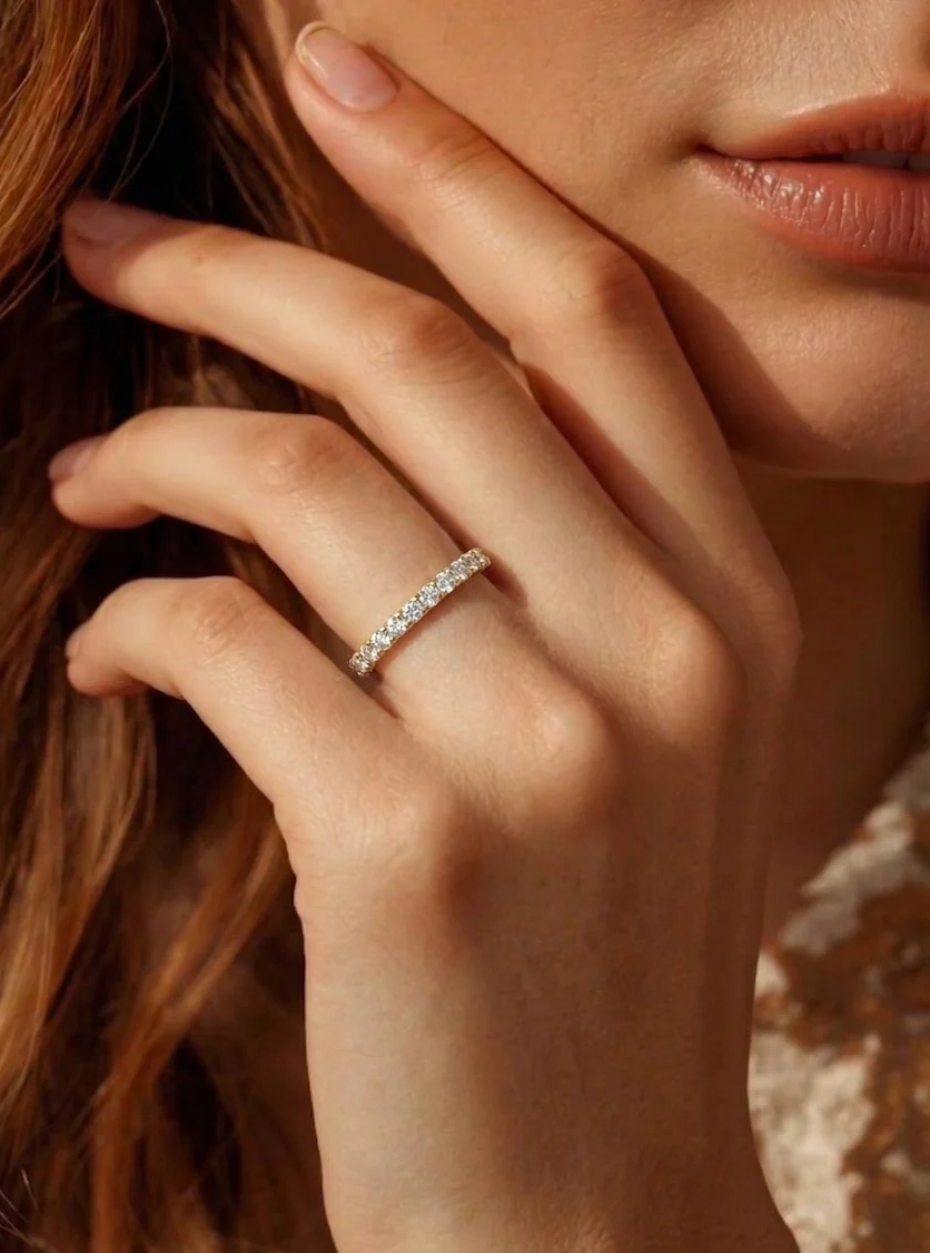 14 KT Lab Grown Diamond Pave Band - 0.50 ct thumbnail 4