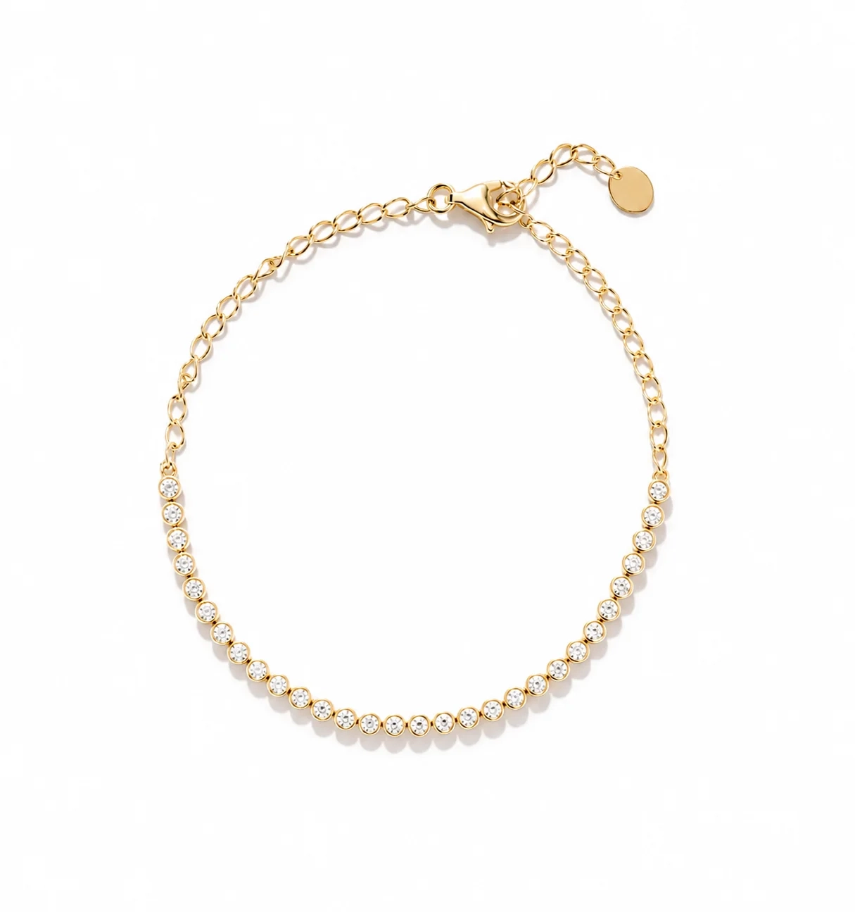 14K Gold Natural Diamond Petite Bezel Tennis Bracelet-0.50 CT product image 1