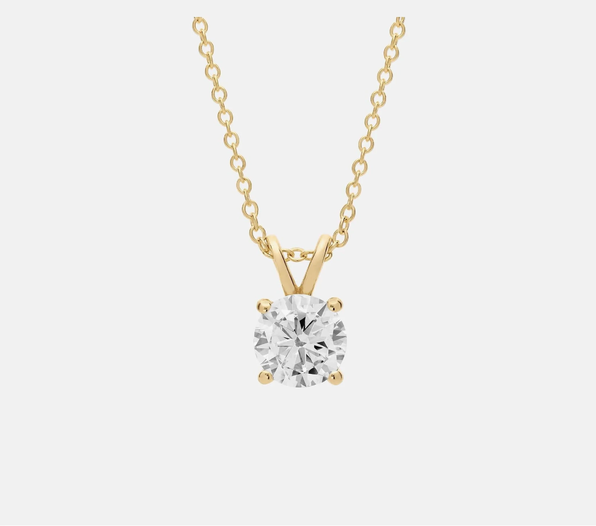 14K Gold Lab Grown Diamond Solitaire Necklace with split bail-1.00 ct product image 1