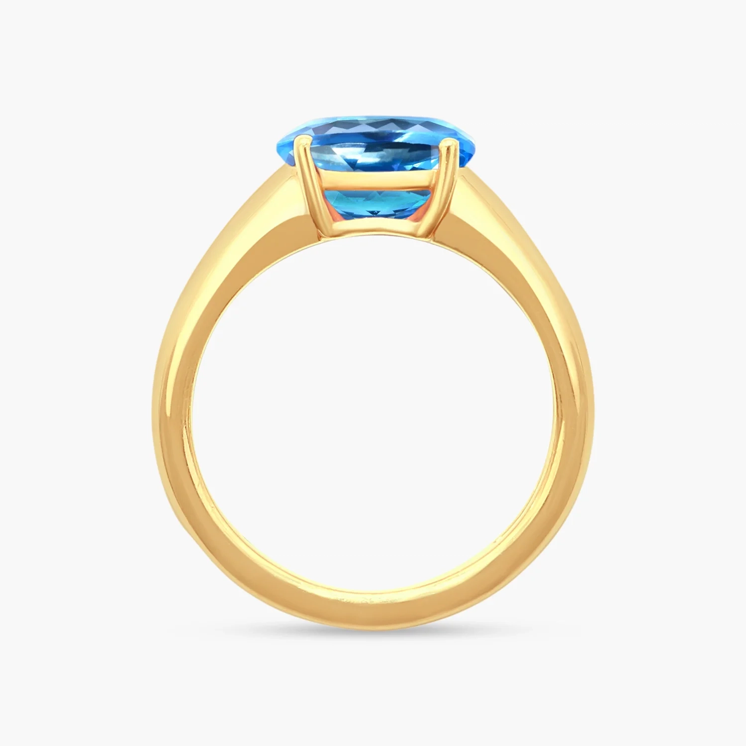 14K Gold Gemstone bold Ring - Swiss Blue Topaz thumbnail 4