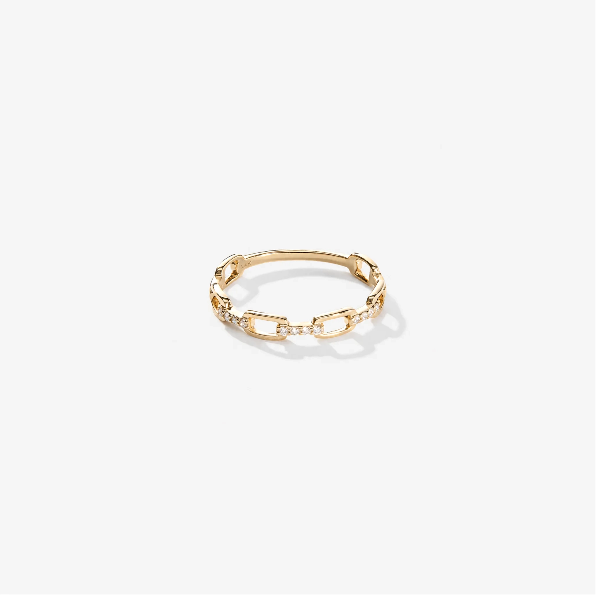 14K Gold Diamond Paperclip Link Ring product image 1