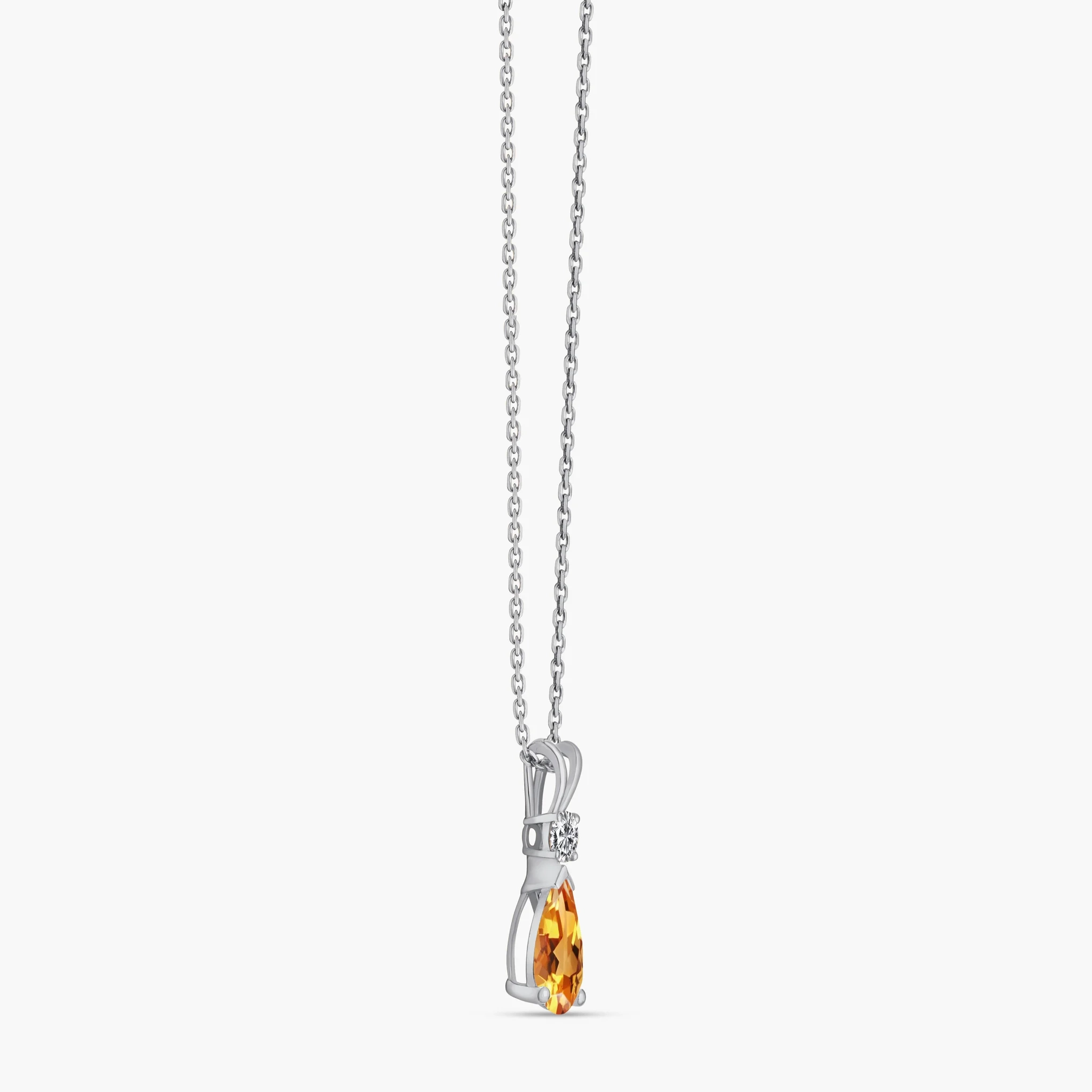 14K Gold Natural Diamond & Semi-Precious Gemstone Drop Necklace - Citrine thumbnail 3