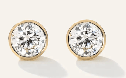 14K Gold Lab Grown Diamond Bezel Studs