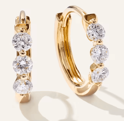 14K Gold Lab Grown Diamond Huggie (Pair)