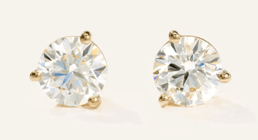 14K Gold Lab Grown Diamond Martini 3 Prong Studs
