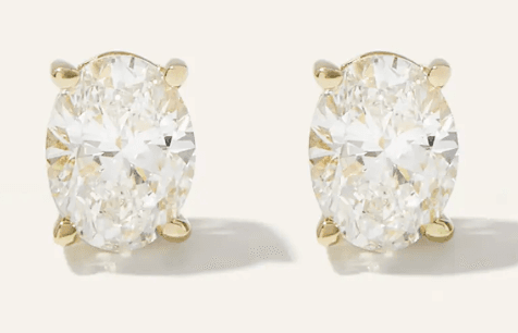 14K Gold Lab Grown Diamond Oval Solitaire Studs